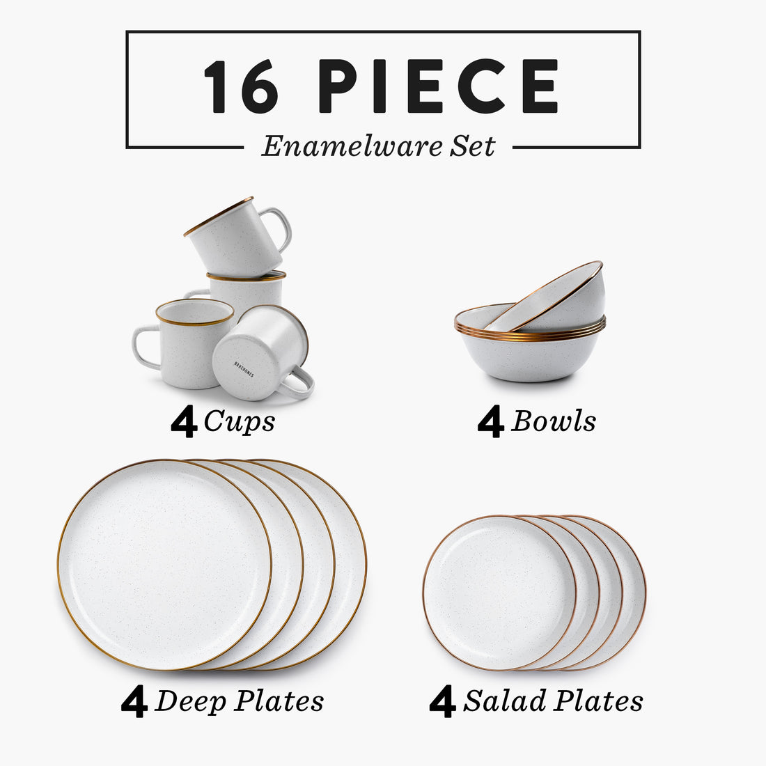 Enamel Dining Set - 16pc