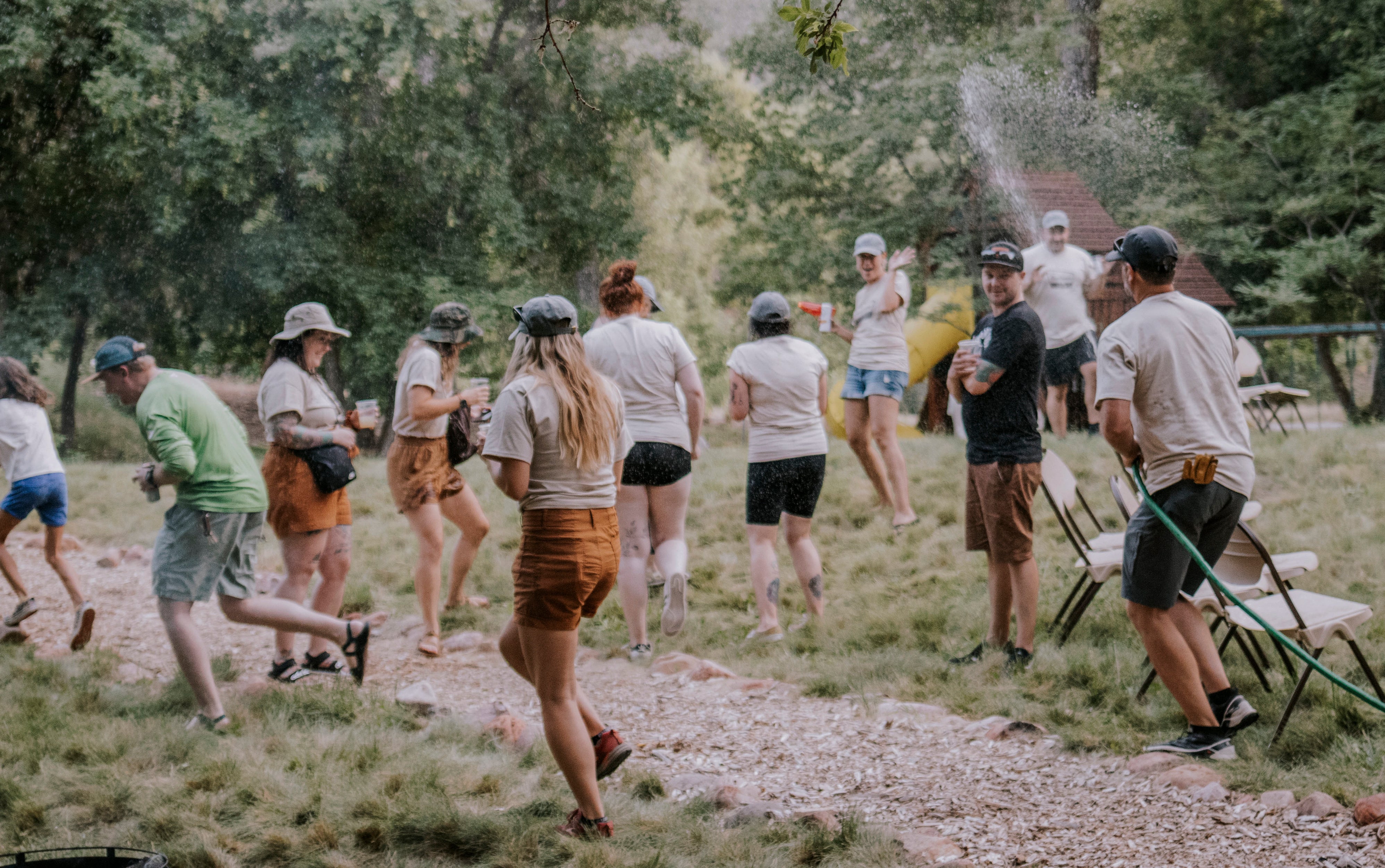 To stave off the heat a massive water fight broke out that spared not a single sweaty soul.